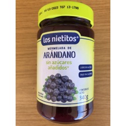 Mermelada de Arándano, Sin Azúcar, en Caja de 12 Frascos de 340  grs Contiene 40% de Fruta por 100 grs.de Mermelada.